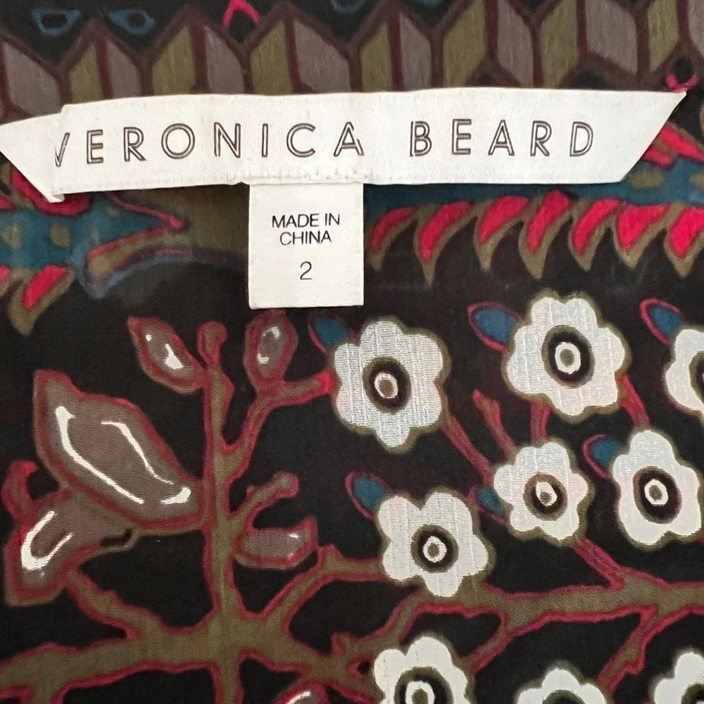 Veronica Beard Black and Red Patterned Blouse - Picture 3 of 4